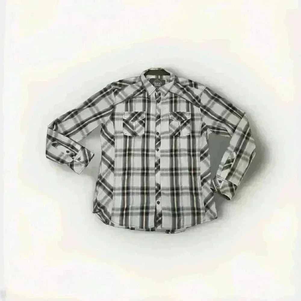 BKE Vintage Mens Large Standard Fit Pearl Snap Long Sleeve Western Shirt